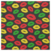 Jamaican Rasta Flag Kolored Lipstick Kisses Stoff (Muster)