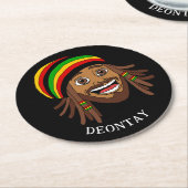 Jamaican Rasta Man Custom Text Runder Pappuntersetzer (Angewinkelt)