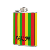 Jamaican Rasta Reggae Stripes Name hinzufügen Flachmann (Links)