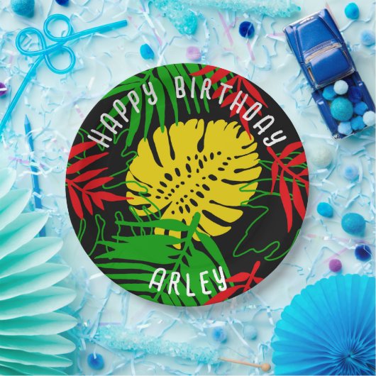 Jamaican Rasta Reggae Tropical Blätter Geburtstag Pappteller (Party)