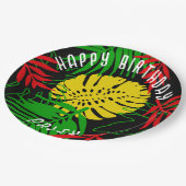 Jamaican Rasta Reggae Tropical Blätter Geburtstag Pappteller (Schrägansicht)