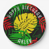 Jamaican Rasta Reggae Tropical Blätter Geburtstag Pappteller (Vorderseite)