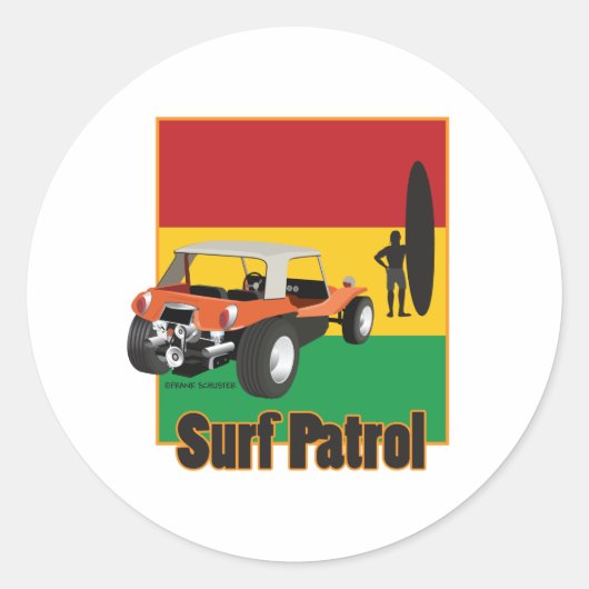 Jamaican Rasta Surfpatrol Buggy Runder Aufkleber (Vorderseite)