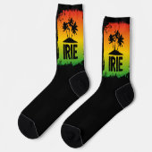 Jamaican Rastafarian IRIE Palm Trees Black Socken (Linkes Detail)
