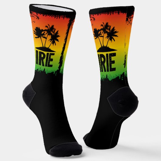 Jamaican Rastafarian IRIE Palm Trees Black Socken (Gewinkelt)