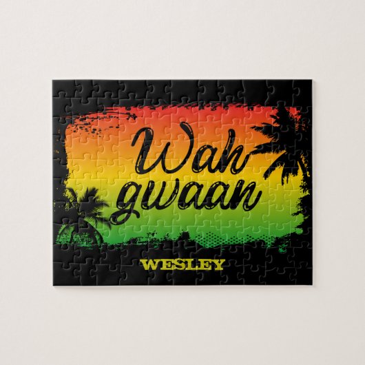 Jamaican Rastafarian Wah Gwaan Hello Tropical Palm Puzzle (Horizontal)