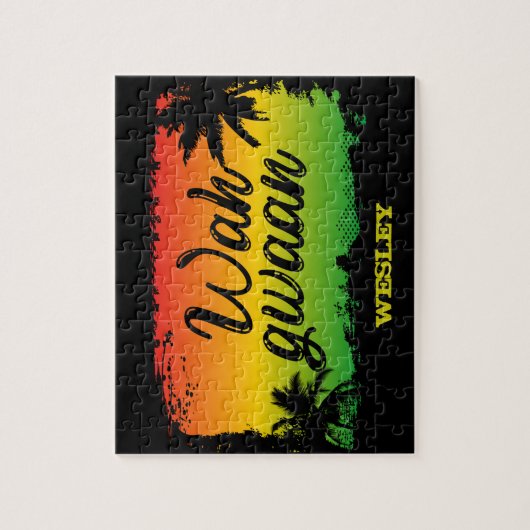 Jamaican Rastafarian Wah Gwaan Hello Tropical Palm Puzzle (Vertikal)