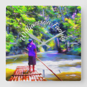 Jamaican River Raft Ride J001 Square Wall Clock Quadratische Wanduhr (Vorderseite)