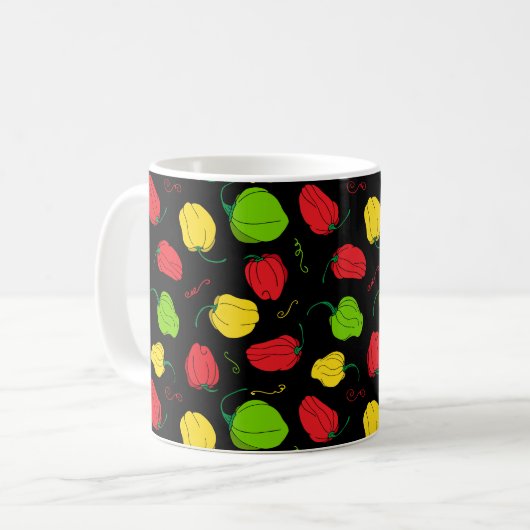 Jamaican Scotch Bonnet Food Gemustert Kaffeetasse (Vorderseite Links)