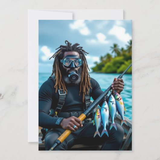 Jamaican spear fisherman feiertagskarte (Vorderseite)