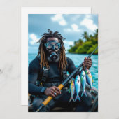 Jamaican spear fisherman feiertagskarte (Vorne/Hinten)