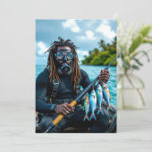 Jamaican spear fisherman feiertagskarte (Stehend Vorderseite)