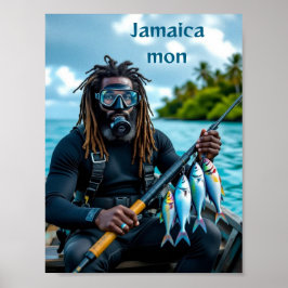 Jamaican spear fisherman poster