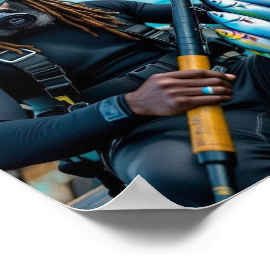 Jamaican spear fisherman poster (Ecke)