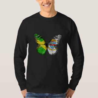 Jamaican St Barts Flag Butterfly   T-Shirt