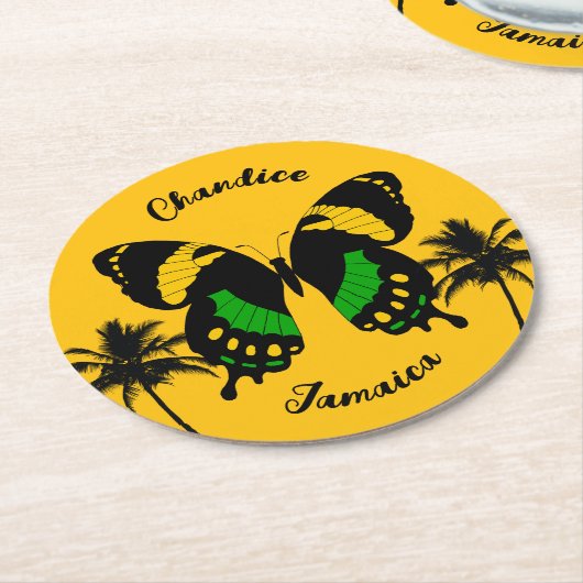 Jamaican Swallowtail Butterfly Tropical Runder Pappuntersetzer (Angewinkelt)