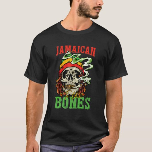 Jamaican To The Bones Cool Skull For Man Woman T-Shirt (Vorderseite)