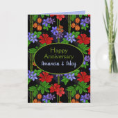 Jamaican Tropical Palms and Flowers Anniversary Karte (Vorderseite)