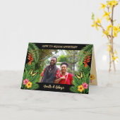 Jamaican Tropical Wedding Anniversary Add Photo Karte (Gelbe Blume)