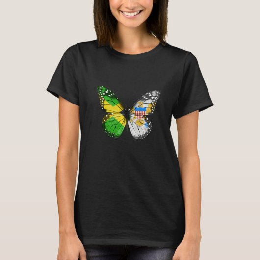Jamaican Virgin Islander Flag Butterfly   T-Shirt (Vorderseite)
