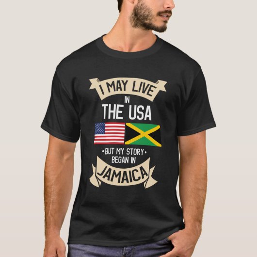 Jamaika American Flag USA Jamaikanische Roots Gesc T-Shirt (Vorderseite)