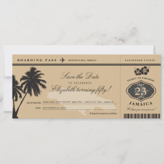 Jamaika Boarding Pass Save the Date Geburtstag