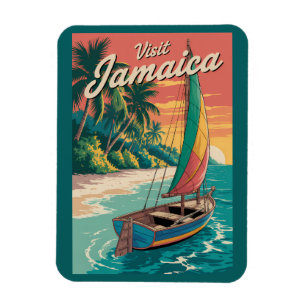 Jamaika Boot Illustration Reise Kunst Vintage Magnet