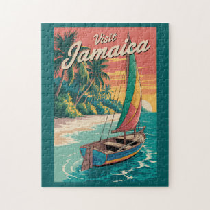 Jamaika Boot Illustration Reise Kunst Vintage Puzzle