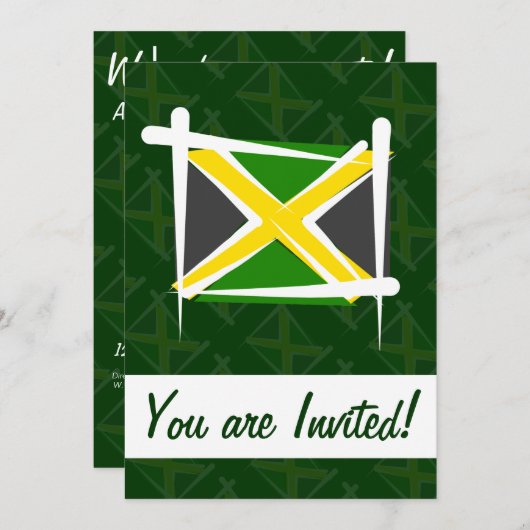 Jamaika-Brush-Fahne Einladung (Vorne/Hinten)