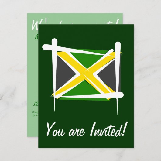 Jamaika-Bürsten-Flagge Einladung (Vorne/Hinten)