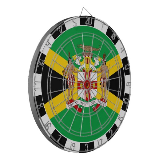 Jamaika Dartboard & Jamaikanische Flagge / Spielbr Dartscheibe (Vorderseite Links)