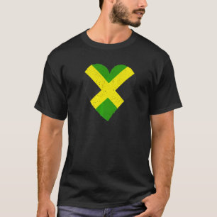 Jamaika-Erbe Herz Jamaikanische Flagge Stolz T-Shirt