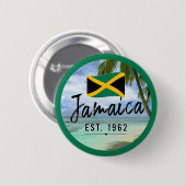 "Jamaika Est. 1962" Strand mit jamaikanischer Flag Button (Vorne & Hinten)