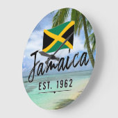 "Jamaika Est. 1962" Strand mit jamaikanischer Flag Große Wanduhr (Winkel)