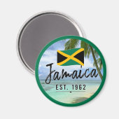 "Jamaika Est. 1962" Strand mit jamaikanischer Flag Magnet (Vorderseite/Rückseite)