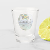 "Jamaika Est. 1962" Strand mit jamaikanischer Flag Schnapsglas (Rückseite)