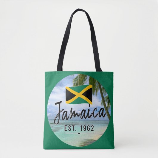 "Jamaika Est. 1962" Strand mit jamaikanischer Flag Tasche (Vorderseite)