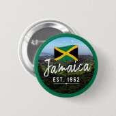 "Jamaika Est. Blaue Berge 1962 mit Flagge Button (Vorne & Hinten)