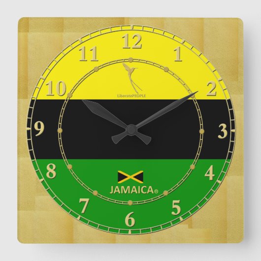 Jamaika färbt Goldmodernen Quadratische Wanduhr (Vorderseite)
