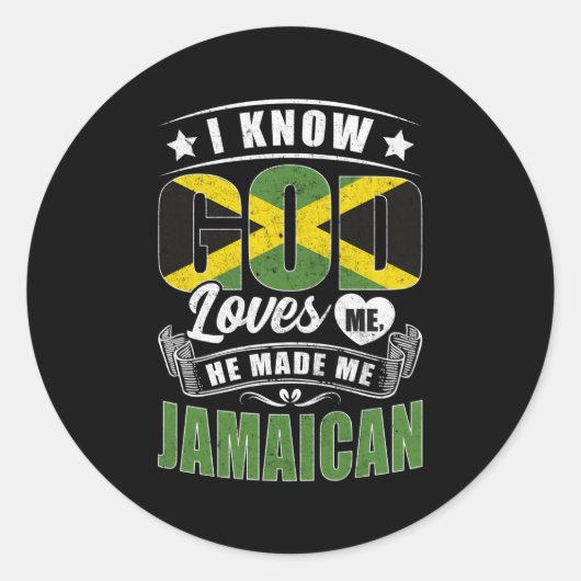 Jamaika Flag Gott Lieben Ich Jamaikaner Runder Aufkleber (Vorderseite)