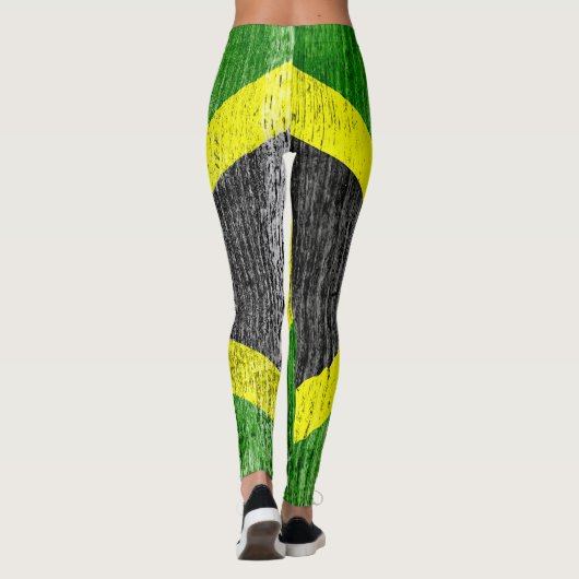 Jamaika Flag Grungy Distressed Board Leggings (Rückseite)