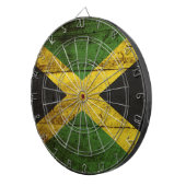 Jamaika-Flagge auf altem hölzernem Korn Dartscheibe (Vorderseite rechts)