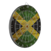 Jamaika-Flagge auf altem hölzernem Korn Dartscheibe (Vorderseite Links)