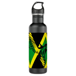 Jamaika-Flagge mit Hummingbird 02 Edelstahlflasche