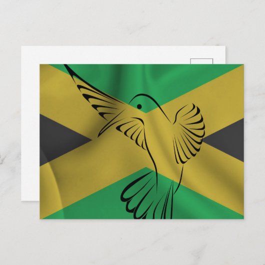 Jamaika-Flagge mit Kolibri Postkarte (Vorne/Hinten)