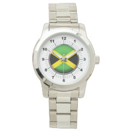 Jamaika-Flagge Oversized Silver Watch Armbanduhr