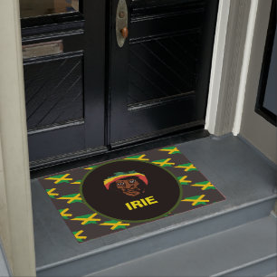 Jamaika-Flagge, Rastafarian-Kopf, Jamaika Fußmatte