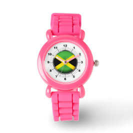 Jamaika-Flagge Rosa Glitzer Strap Watch Armbanduhr