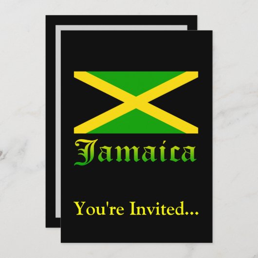Jamaika-Flagge, Schwarz, Grün und Gelb Einladung (Vorne/Hinten)