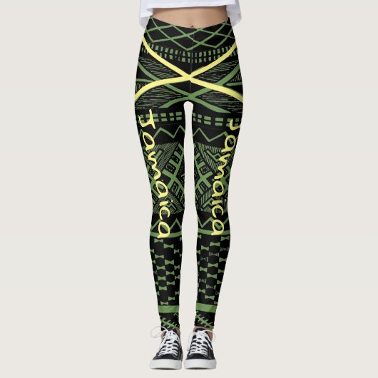 Jamaika-Flaggen-Leggings Fitness und Workout Leggings (Vorderseite)